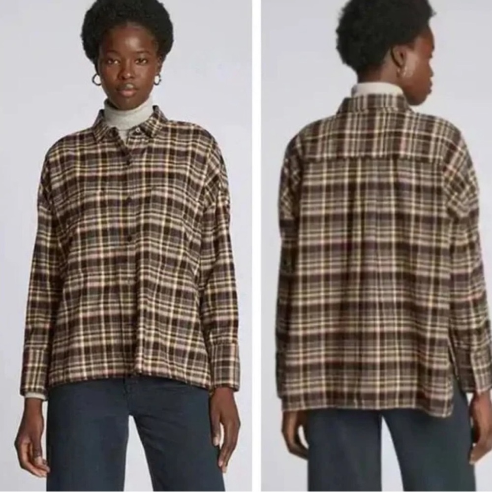 NWT Everlane Oversized Plaid Boxy Flannel Shirt